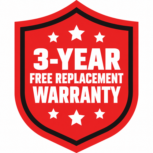 3-Year Free Replacement Warranty
