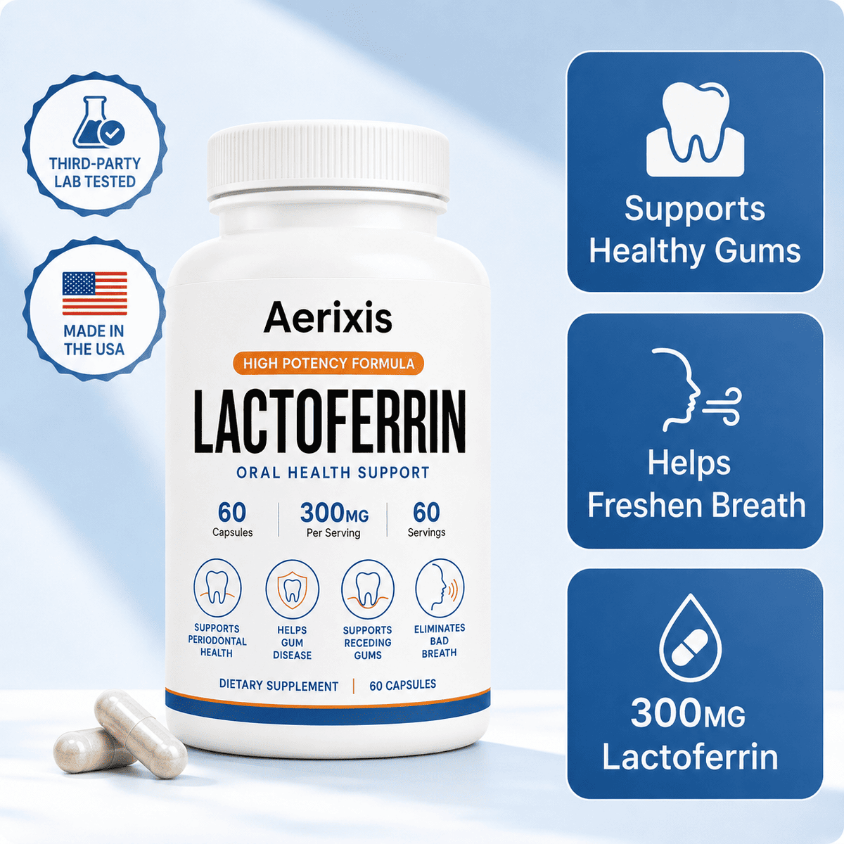 Aerixis Lactoferrin 300 mg Capsules